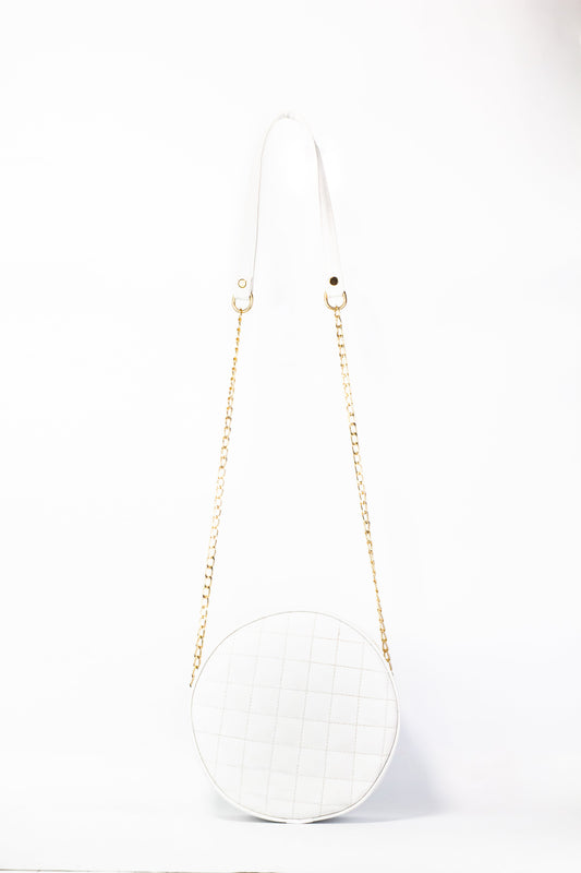 Cross Body Round Box - White