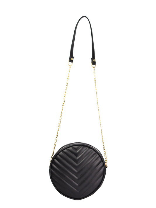Cross Body Round V - Black