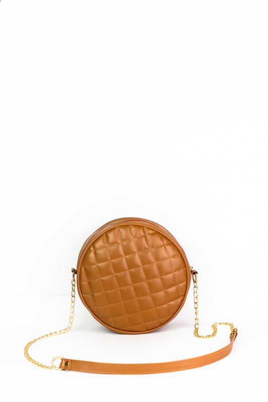 Cross Body Round Box - Brown