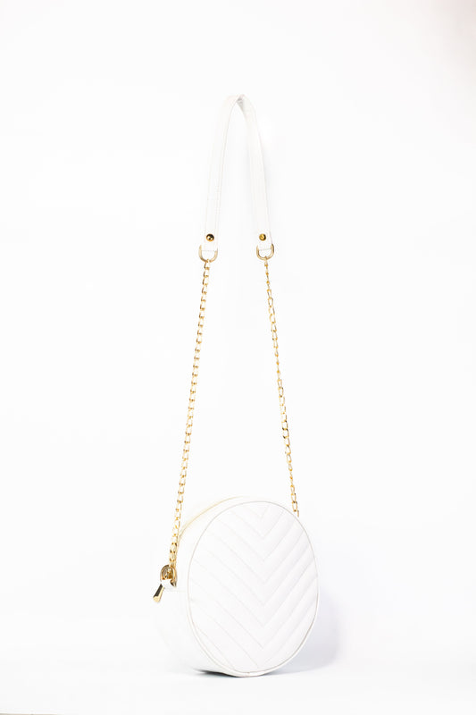 Cross Body Round V - White